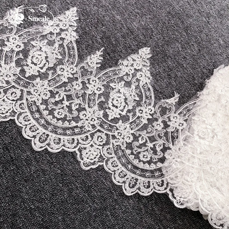 

Pure White Ivory Wedding Decoration French Lace Wedding Veil Border Embroidery Lace Trim DIY Accessories 2- 3yards/lot RS1207