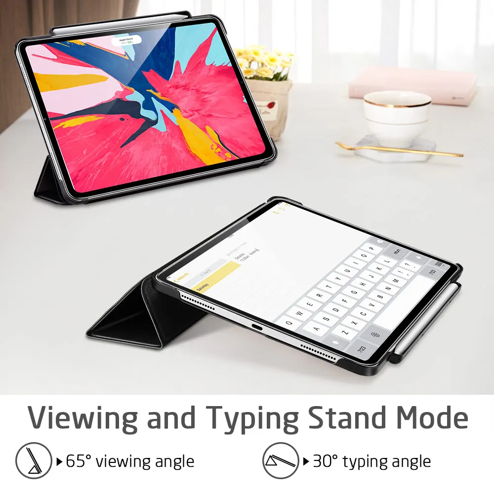 Чехол ESR для iPad Pro 11, Ультратонкий чехол из искусственной кожи, прозрачная задняя крышка из поликарбоната с отделением для карандашей, чехол для зарядки