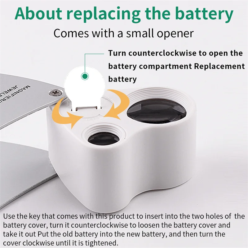 Портативная Складная лупа со светодиодной двойной линзой увеличительное стекло