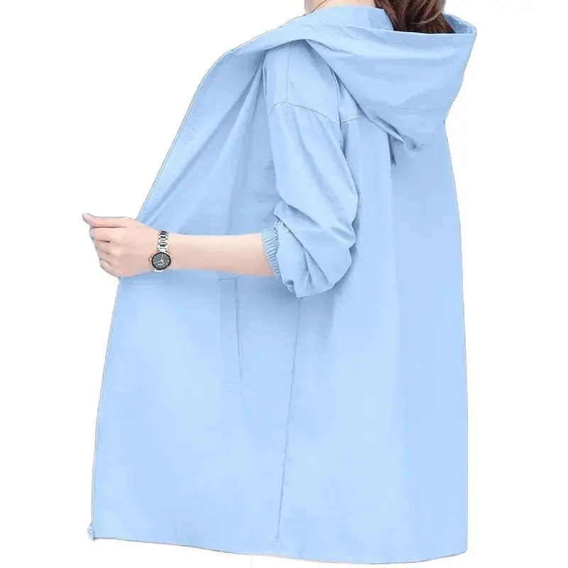 

Large Size 6XL Hoody Windbreaker Women Anti-ultraviolet 2021 Female New Summer Sun Protection Clothing Short Loose Thin Coat C