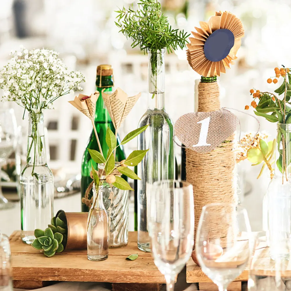 

10Pcs Number 1-10 Burlap Tag Wedding Table Numbers Signs Wedding Decoration