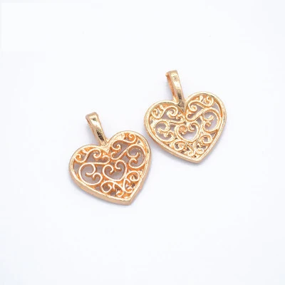 KC Gold Diy Ювелирные компоненты ремесло полый кулон в форме сердца, украшения ювелирных изделий Золотой шарм, изготовление украшений покрытием Винтаж для ожерелья Серьги - Цвет: KC Gold