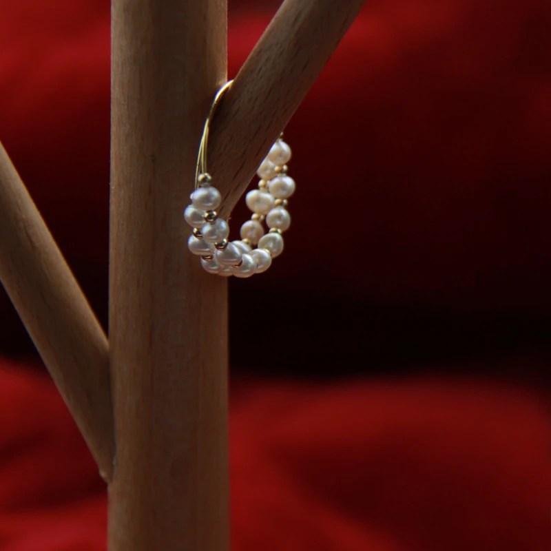 

Lily Jewelry Geniue Pearl Boho 925 Sterling Silver Hoops Earrings Freshwater Pearl Women Jewelry Mom Lover Best Gift