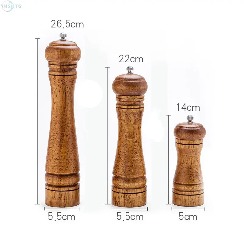 

3Pcs Pestle and Mortar Wooden Pepper Mill Grinder Salt and Pepper Shakers Wood Adjustable Ceramic Kitchen Gadgets Dining & Bar