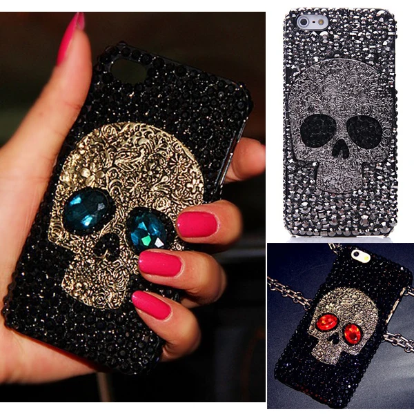 

3D Metal Skull Skeleton Bling Case for Samsung Galaxy S10e S10 S20 S21 Plus FE Note 20 Ultra 10 9 iPhone 13 12 11 pro Max