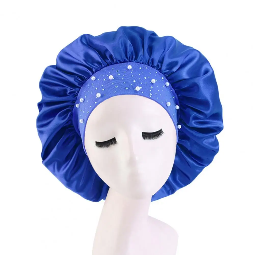 

Gypsophila Imitation Silk Wide-brimmed Night Cap Breathable Fabric Ladies Bathroom Waterproof Shower Cap
