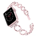 Браслет из нержавеющей стали для Apple Watch Band 6, 5, 4, 3, 2, 1, SE, с бриллиантами, 44 мм, 40 мм, 42 мм, 38 мм, ремешок для iWatch