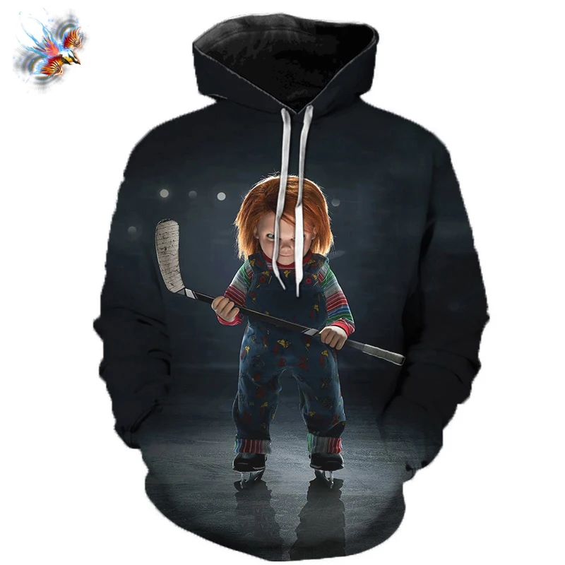 

Толстовки с капюшоном в стиле ужасов и фильмов Чаки, мужские брендовые модные толстовки с 3D-принтом, Осенний пуловер в стиле хип-хоп с длинны...