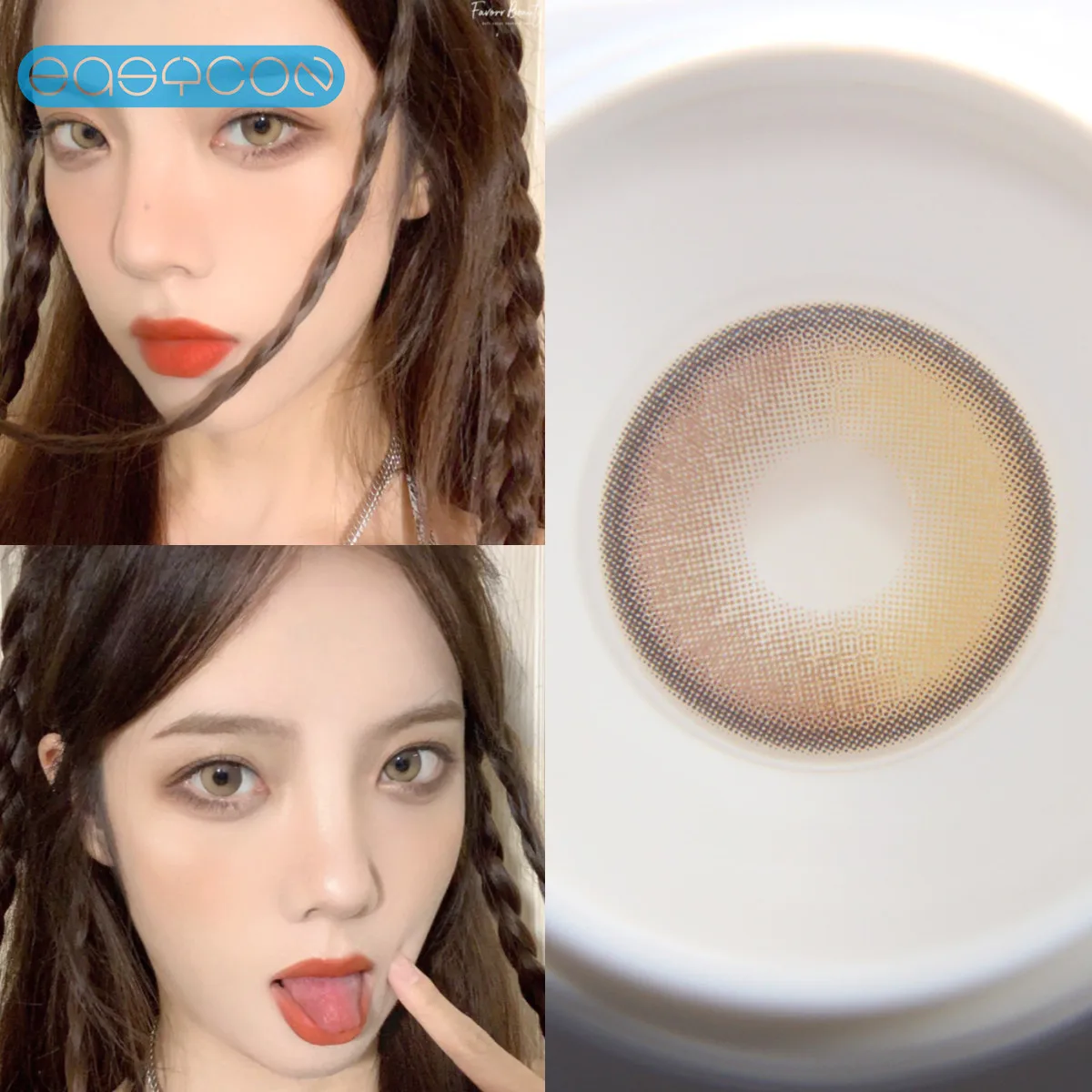 

Easycon Juniper Bronw Colored Contact Lenses soft for eyes small Beauty Pupil myopia prescription degree yearly natural new big