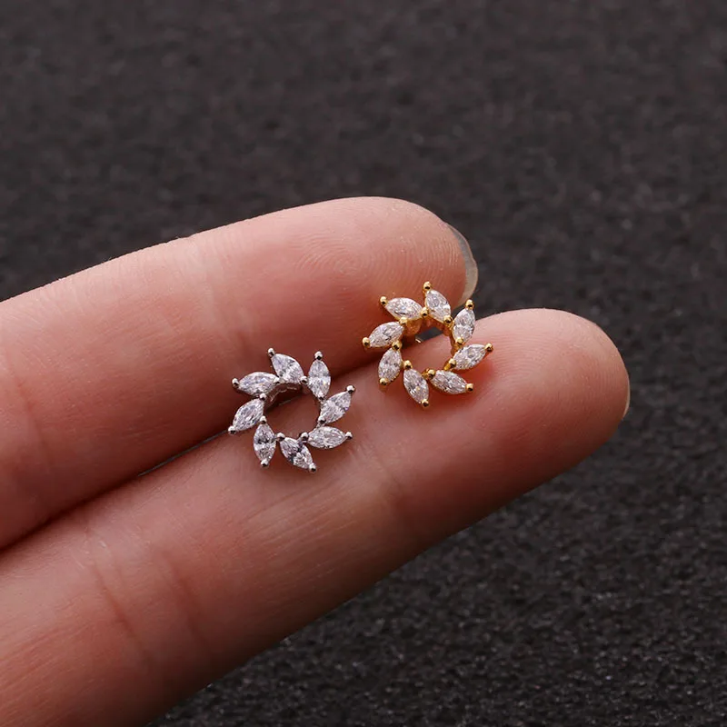 

1PCS 20G Stainless Steel Ear Piercing Jewelry Helix Earring Tragus Rook Conch Screw Back Stud