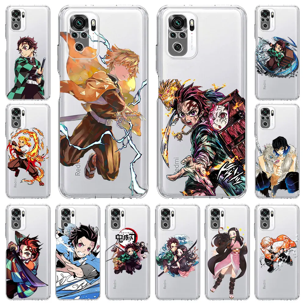 

Demon Slayer kimetsu no yaiba Phone Case For Xiaomi Poco X3 NFC M3 Redmi Note 11 9S 9 8 10 Pro 7 8T 9C 9A 8A K40 Clear Cover