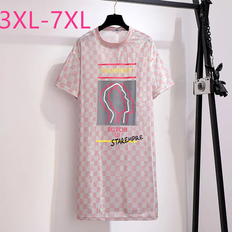 Женская свободная футболка повседневный Длинный топ в клетку с коротким рукавом