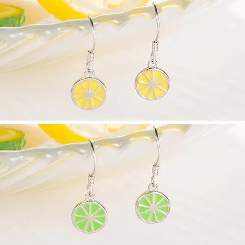 

Mori Style Fresh Lemon Cooperized Silver Earrings Earrings Female Japanese Korean Version Cute Personality Drip Glazed Eardrops