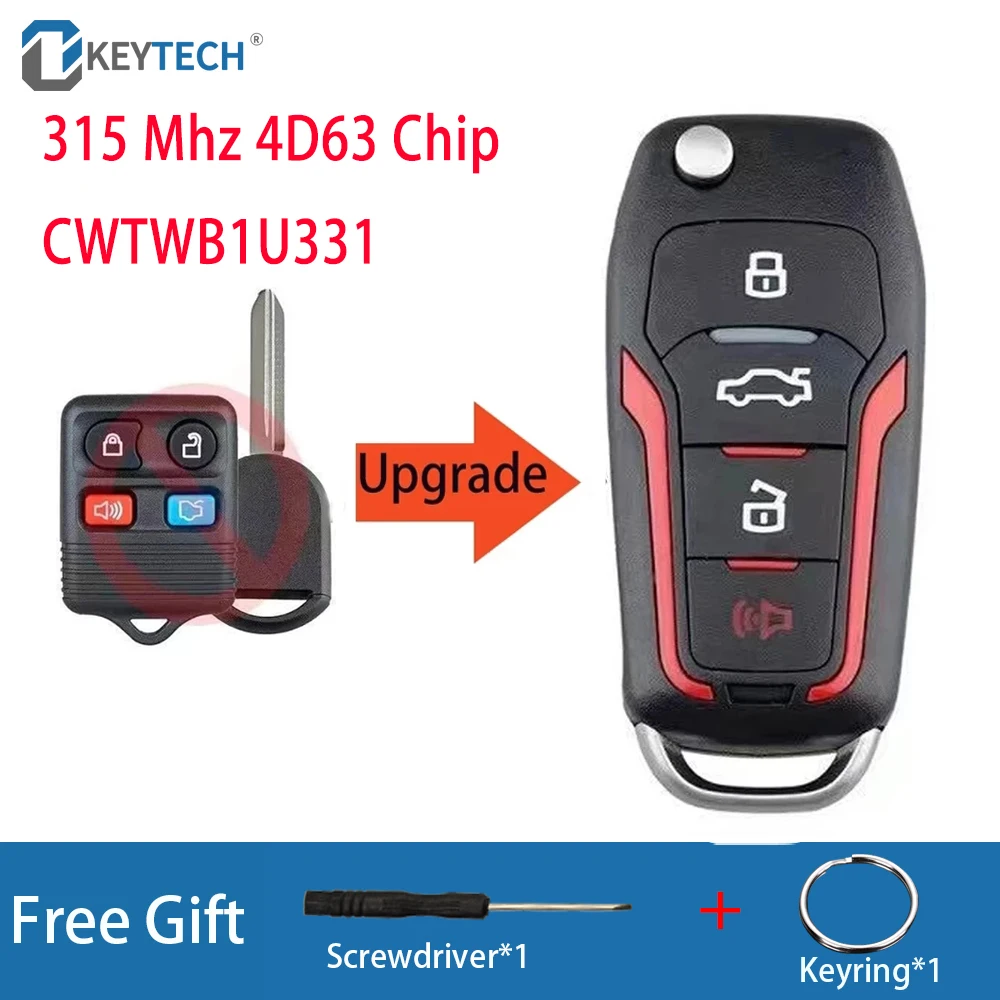 OkeyTech 315Mhz Modified Car Remote Key For Ford Explorer Focus Edge Escape Ranger Mustang Flex for Mercury 4D63 Chip CWTWB1U331 |
