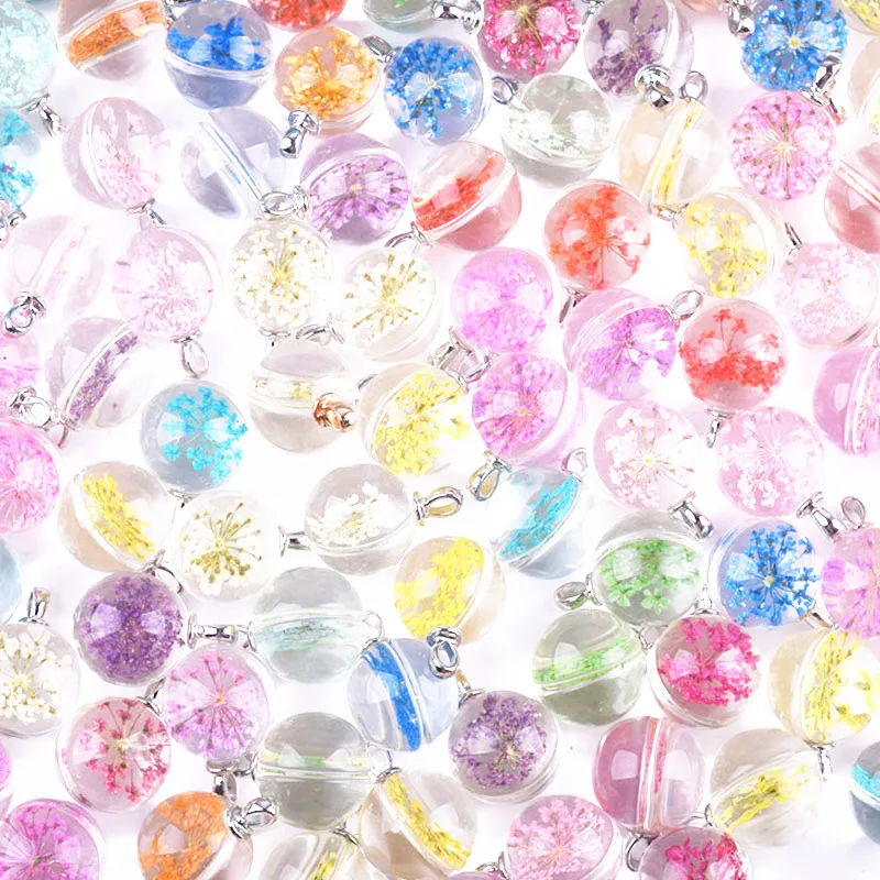

Wholesale Crystal Glass Pendant Jewelry Accessories Natural Dried Flower Necklace Pendant 18mm 20mm Ball 6pcs/lot