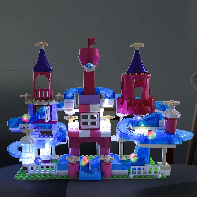 

5PCS 10PCS Lightning Marble Run Rolling Balls 2.5cm Big Building Blocks Parts with Light Compatible Toys