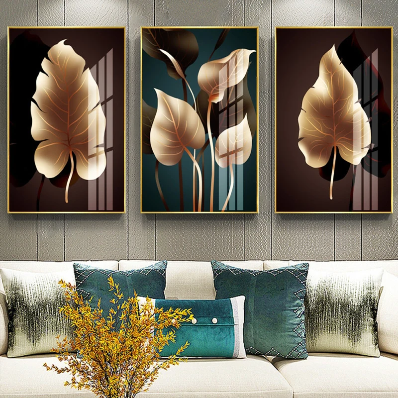 

Nordic Plant Golden Leaf Canvas Painting Posters and Print Leaves Modern Style Art Aisle for Living Room Bedroom Decoration 2-93