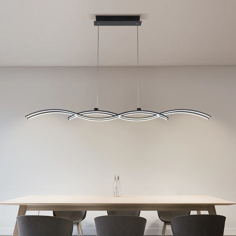 Современные светодиодные подвесные светильники в форме волны для столовой