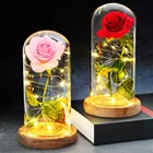 2021 романтические Искусственные цветы в стеклянном куполе Красавица и Чудовище светодиодный А светодиодная батарея подарок на день рождения и День святого Валентина