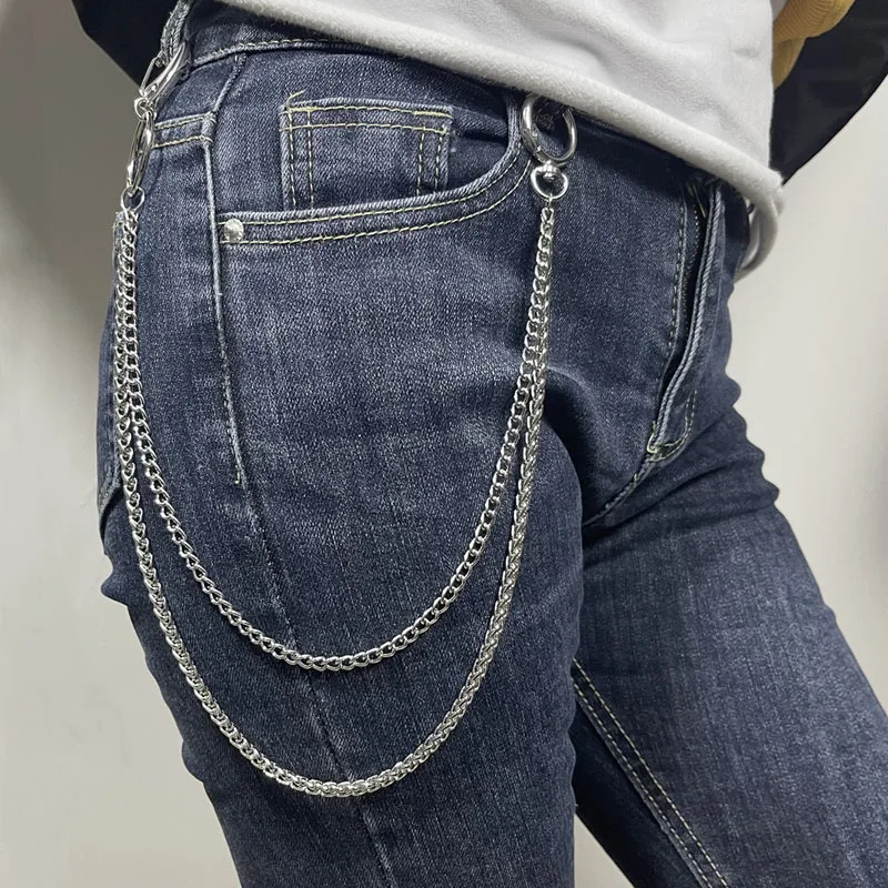 

Модный многослойный брелок для ремня в стиле панк хип-хоп, длинный металлический аксессуар для джинсов, Модная бижутерия 2022