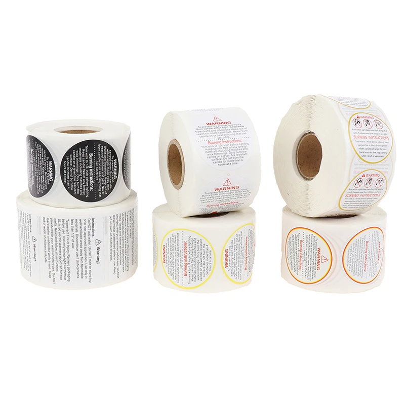 

500pcs/roll 3.8cm Candle Warning Label Candle Jar Container Stickers Waterproof Wax Melting Safety Label Vow Sticker Label