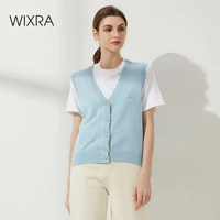 wixra womens vest sweater v neck sleeveless jumpers ladies single breasted preppy knitted tops spring new