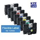 Разноцветный гибкий ламинированный кабель KZE 12 мм FX231, лента для этикеток, совместимая с магнитной лентой, гибкая этикетка для принтеров P-touch