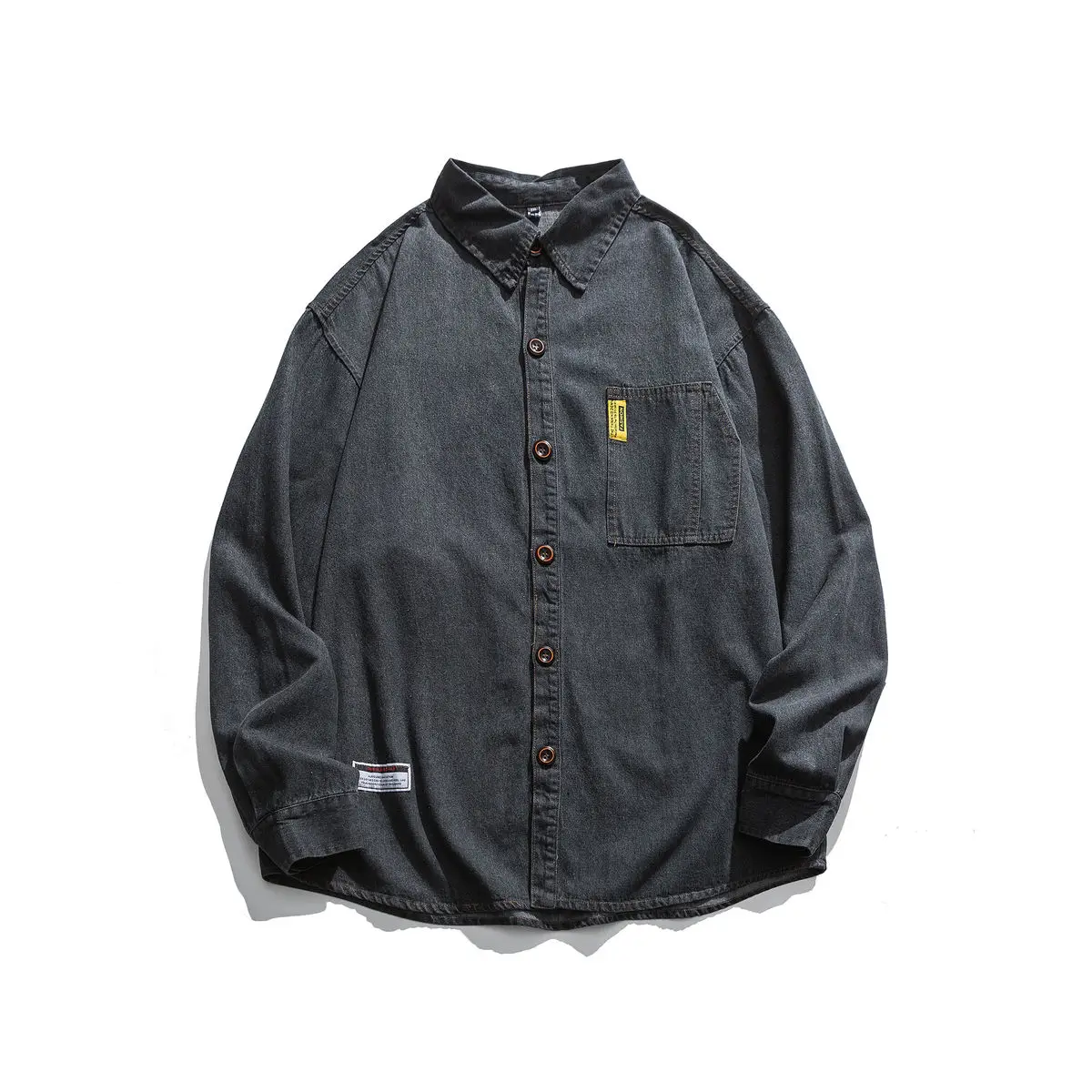 

2020 Men's Large Size Long Length Sleeve Causal Shirt Washed Denim Coat Cotton Camisa Masculina Hot Sale Solid Color M-5xl