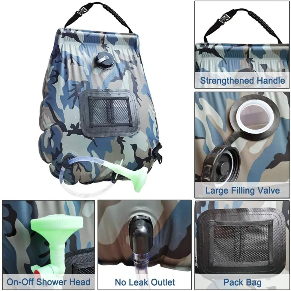 Портативный Солнечный Душ мешок для кемпинга Пеший Туризм 5 галлонов/20L с Большая