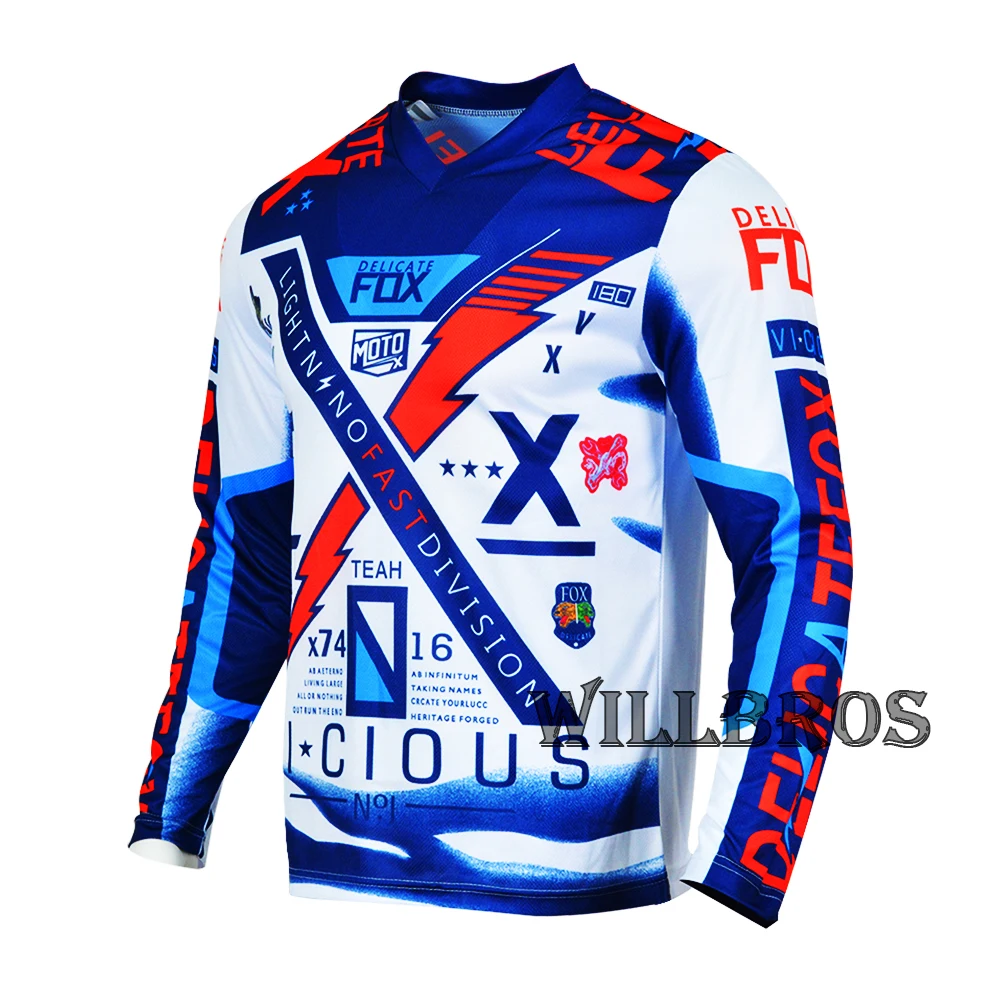 

Moto Street 180 Vicious Jersey Delicate Fox Long Sleeve Motocross Racing Motorbike Motorcycle Mens T-Shirt