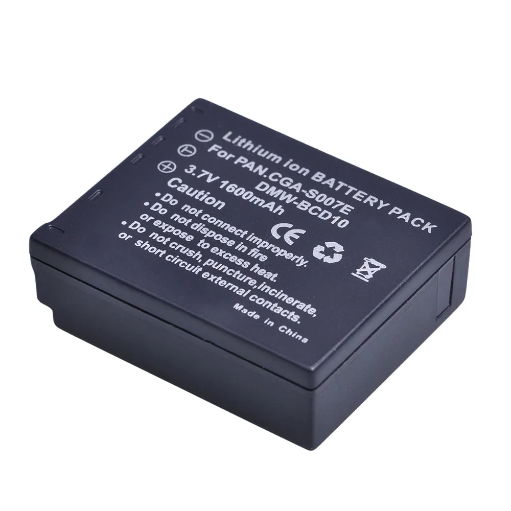 1600mAh 3 7 V CGA-S007 CGA-S007E DMW-BCD10 CGAS007 запасная батарея для камеры Panasonic DMC TZ1 TZ2 TZ3 TZ4 TZ5 TZ50 TZ15