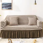 Чехол для 3-местного дивана, эластичный чехол с подставкой, для гостиной, регулируемый клетчатый нескользящий чехол из пузырьковой ткани