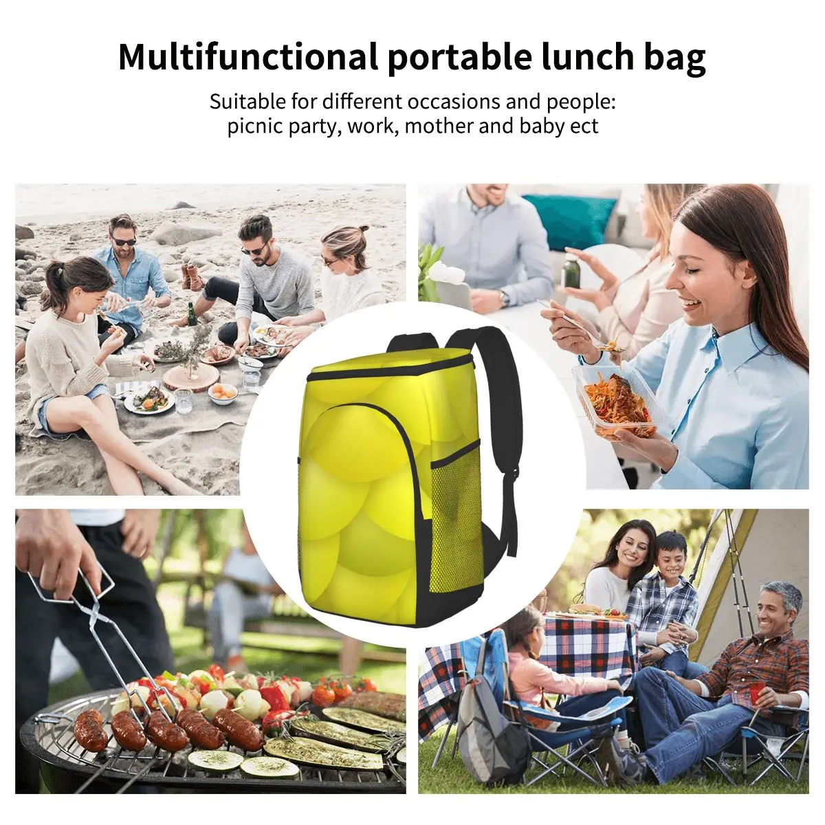 

15L Refrigerator Bag Soft Large Insulated Cooler Backpack Thermal Isothermal Fridge Travel Beach Beer Bag Yellow Skin