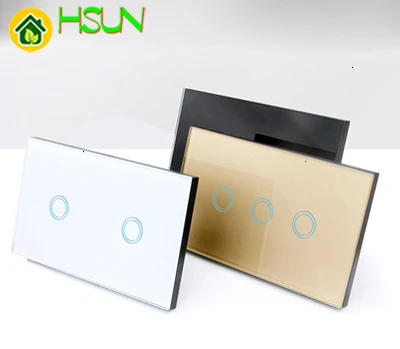 120 тип стандарт США/Австралии сенсорный выключатель 2 комплекта стеклянный 110-240 В