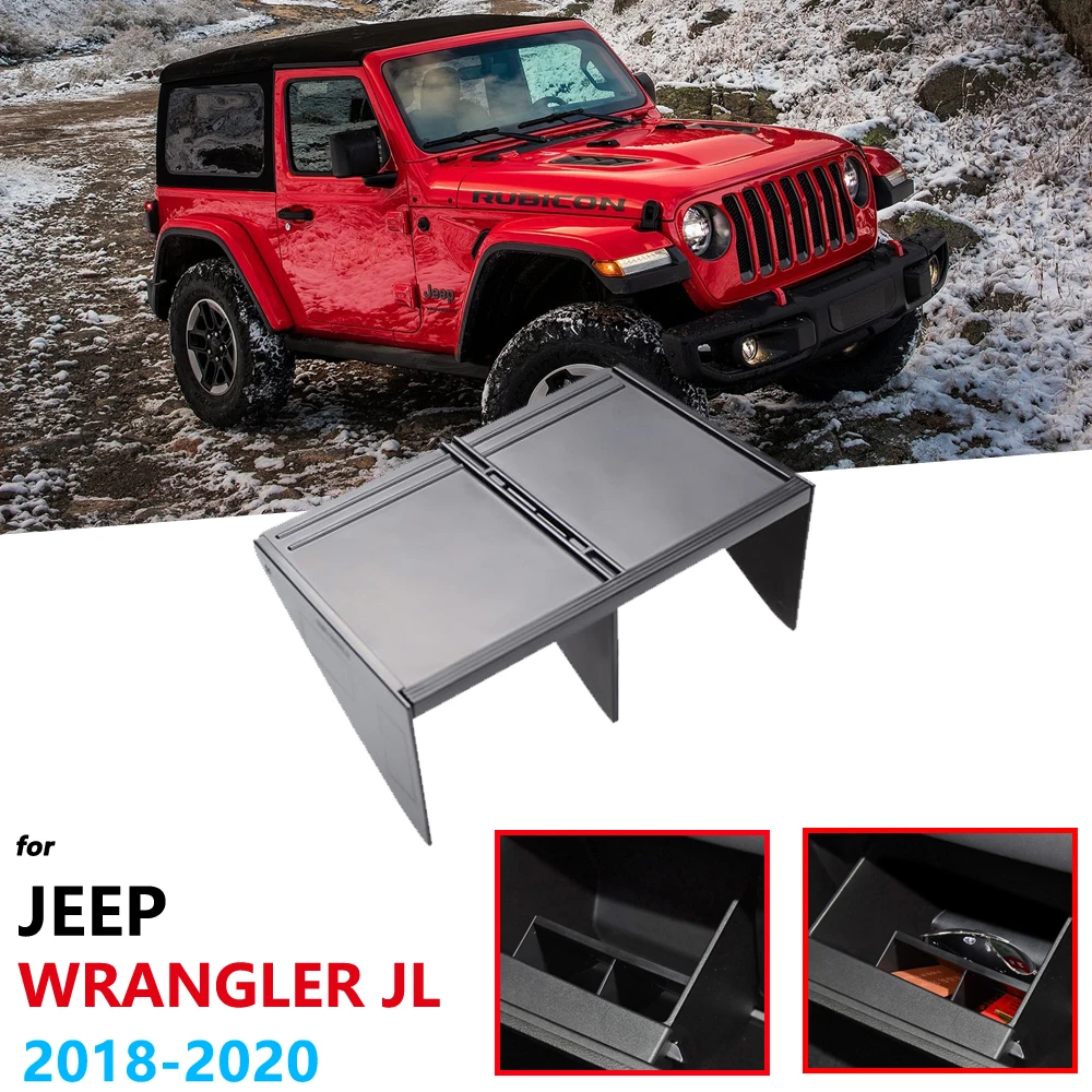 

for JEEP Wrangler JL 2018 2019 2020 Sport S Sahara Rubicon Car Co-pilot Glove Box Storage Accessories Internal Sorting Partition