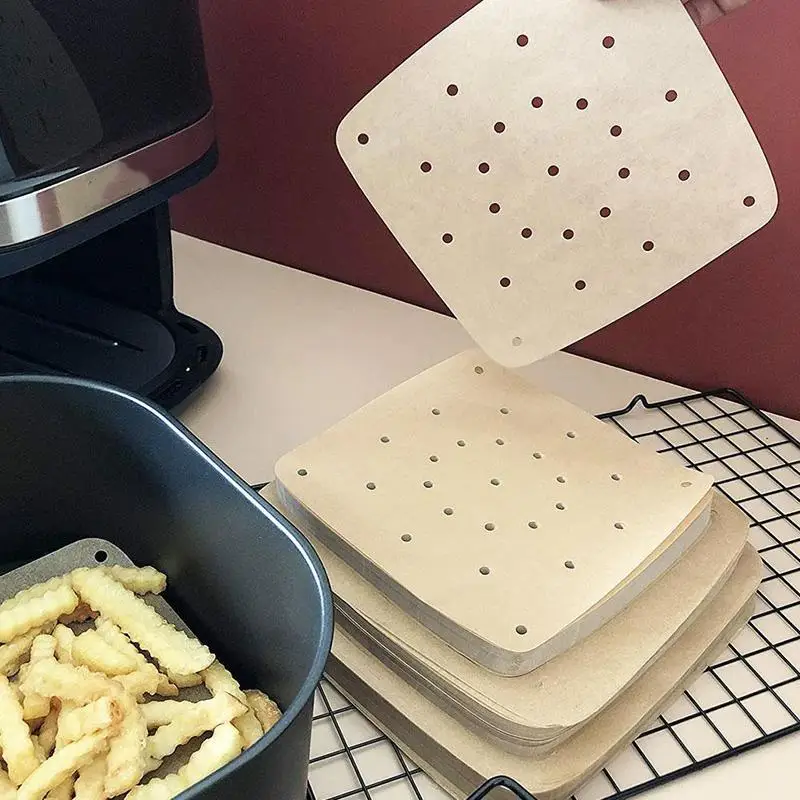 

100 Pieces Silicone Oil Paper 9Inches Non-stick BBQ Liners Liner Barbecue Paper Steamer Fryer Mat Steamer Air I2L1