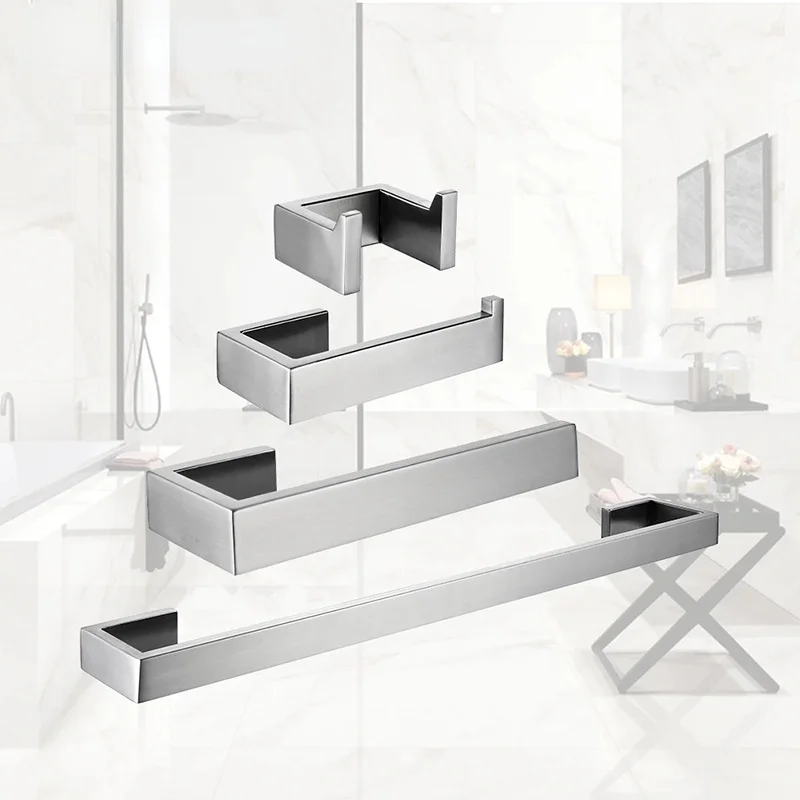 

Brushed Stainless Steel Black Toilet Paper Holder Towel Bar Towel Ring Hook Bathroom Hardware Kit Kitchen Bathroom Hardware Kit