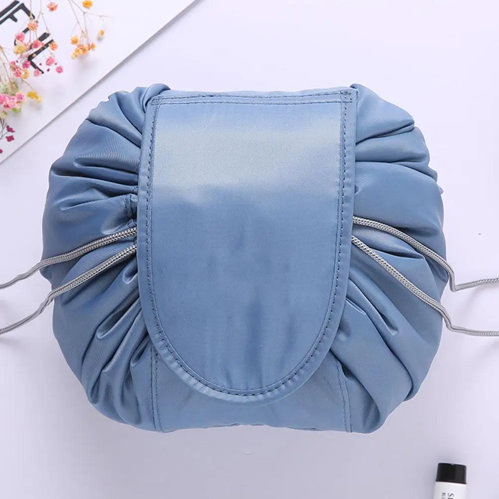 Dark gray Портативная многофункциональная однотонная косметичка для макияжа, сумка для туалетных принадлежностей на шнурке, сумка для макияжа, быстросъемная Водонепроницаемая дорожная сумка - Цвет: Dark gray