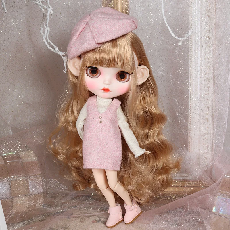 Одежда DBS Blyth для куклы 1/6 вязаная рубашка с юбкой на подтяжках Шапка и носки