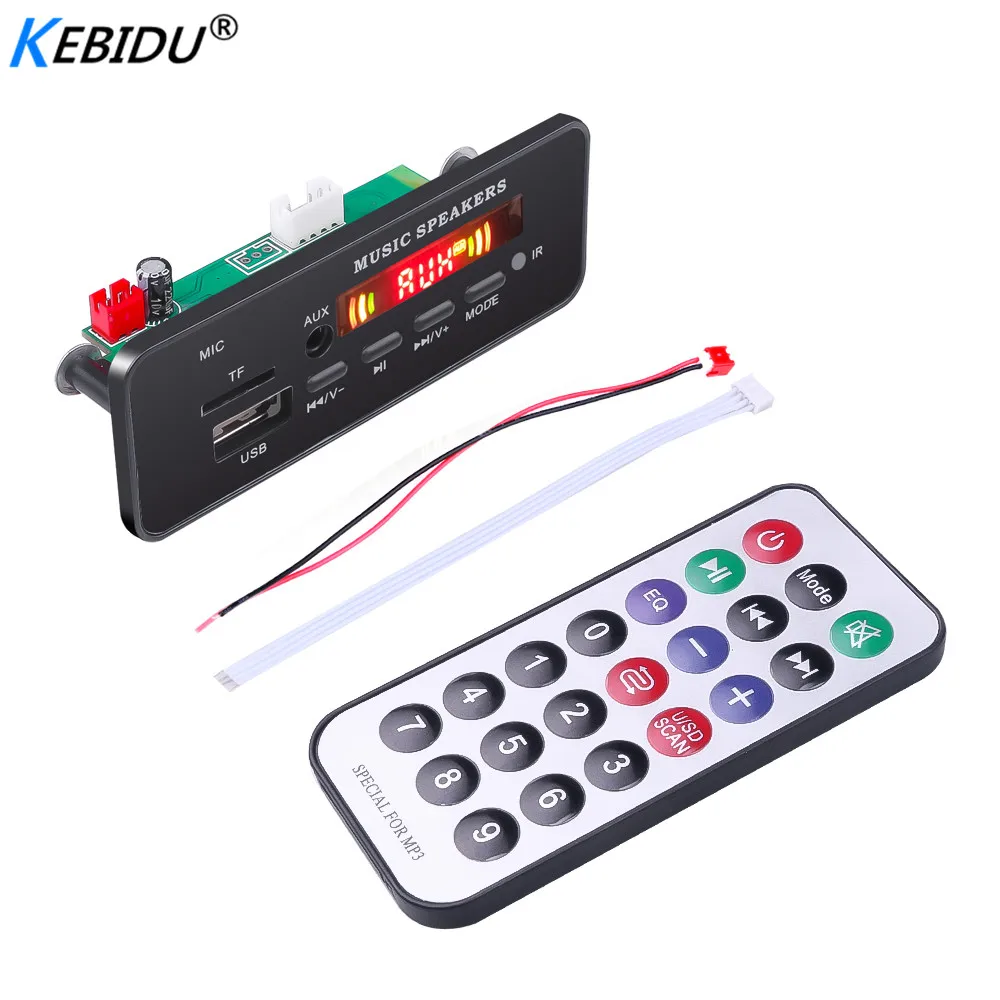 Kebidu цветной экран беспроводной Bluetooth 5 0 12 в MP3 WMA декодер плата аудио модуль USB FM TF