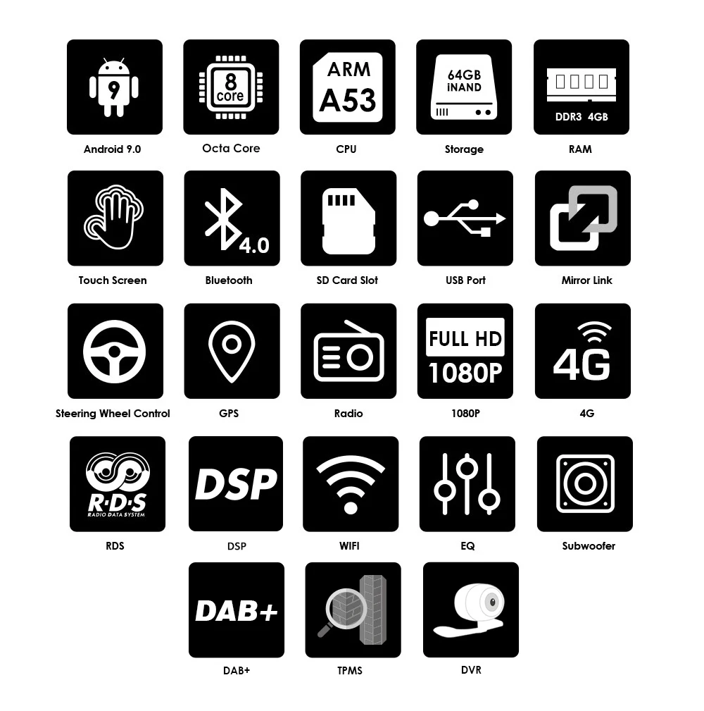 Ossuret 9 ''сенсорный экран Android 9,0 2 DIN 9 дюймов 1080P Стерео gps для V W Volkswagen 1024*600 Bluetooth WiFi 4G SWC gps карта