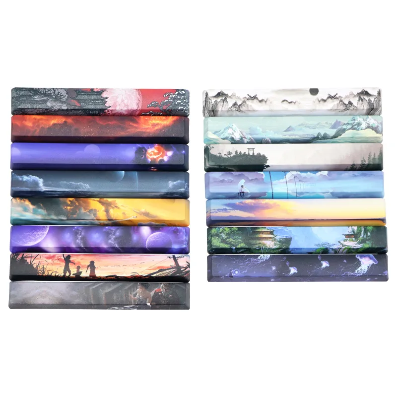 

Five sided thermal sublimation keycap space PBT material OEM height 625u space mechanical keyboard cap 1-11