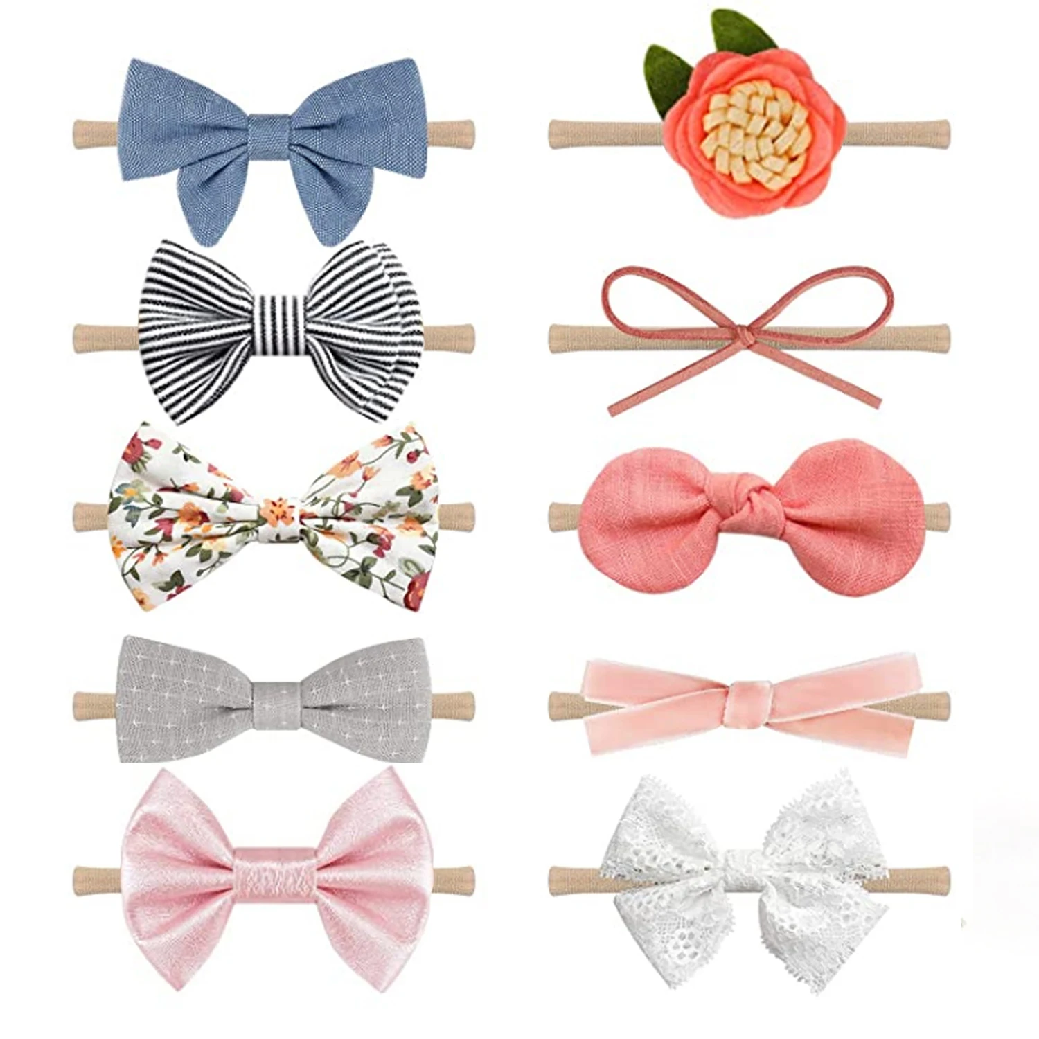 

Ncmama 5 шт./лот с капюшоном и бантом для маленьких девочек повязка на голову для малышей эластичная нейлоновая повязка на голову бандо новорож...