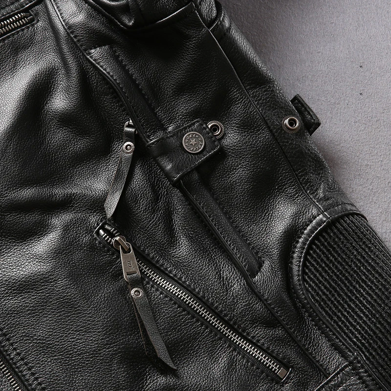 Мотоциклетная Профессиональная Мужская байкерская куртка из натуральной