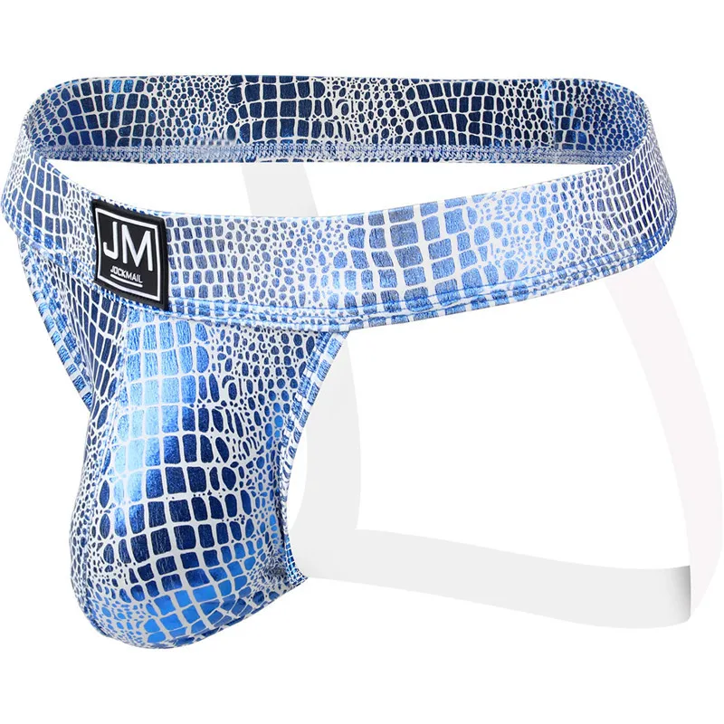 AIIOU Mens Underwear Gay Thongs and G Strings Sexy Gold Faux Leather Leopard Panties Jockstrap Pouch Penis Open T-back Men Thong |