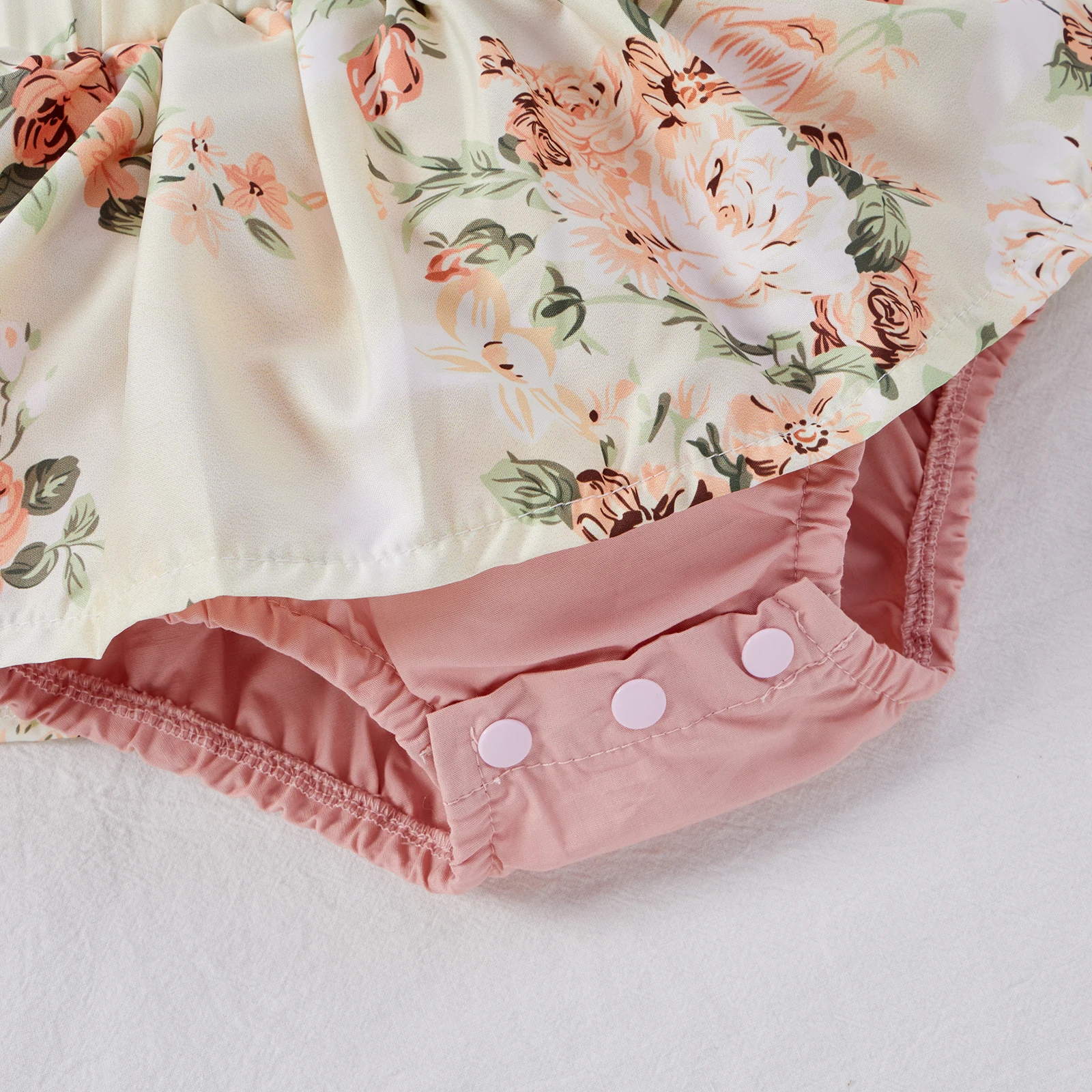 

Summer Baby Applique Floral Print Short Bodysuit Girls Sleeveless Backless V-neck Sling Ruffle Romper Jumpsuit Skirt