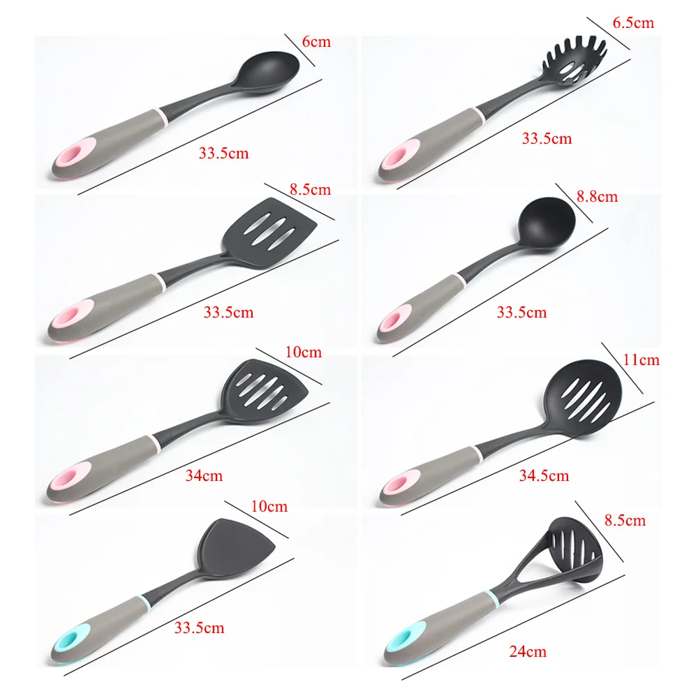 

Cooking Spatula Set Nylon Non-stick Kitchenware Kit Kitchen Baking Tools Utensils with Soft Handle Shovel Turner Cookware 8PCS