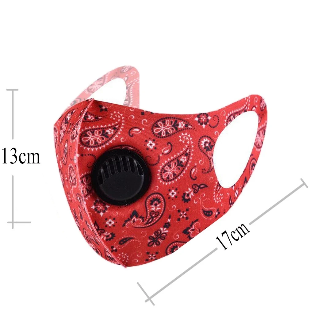 

Adult Printing Mouth Masks with Valve Washable Reusable Dustproof Face Cover Cycling Breathable Protective Face Mask Mascarillas