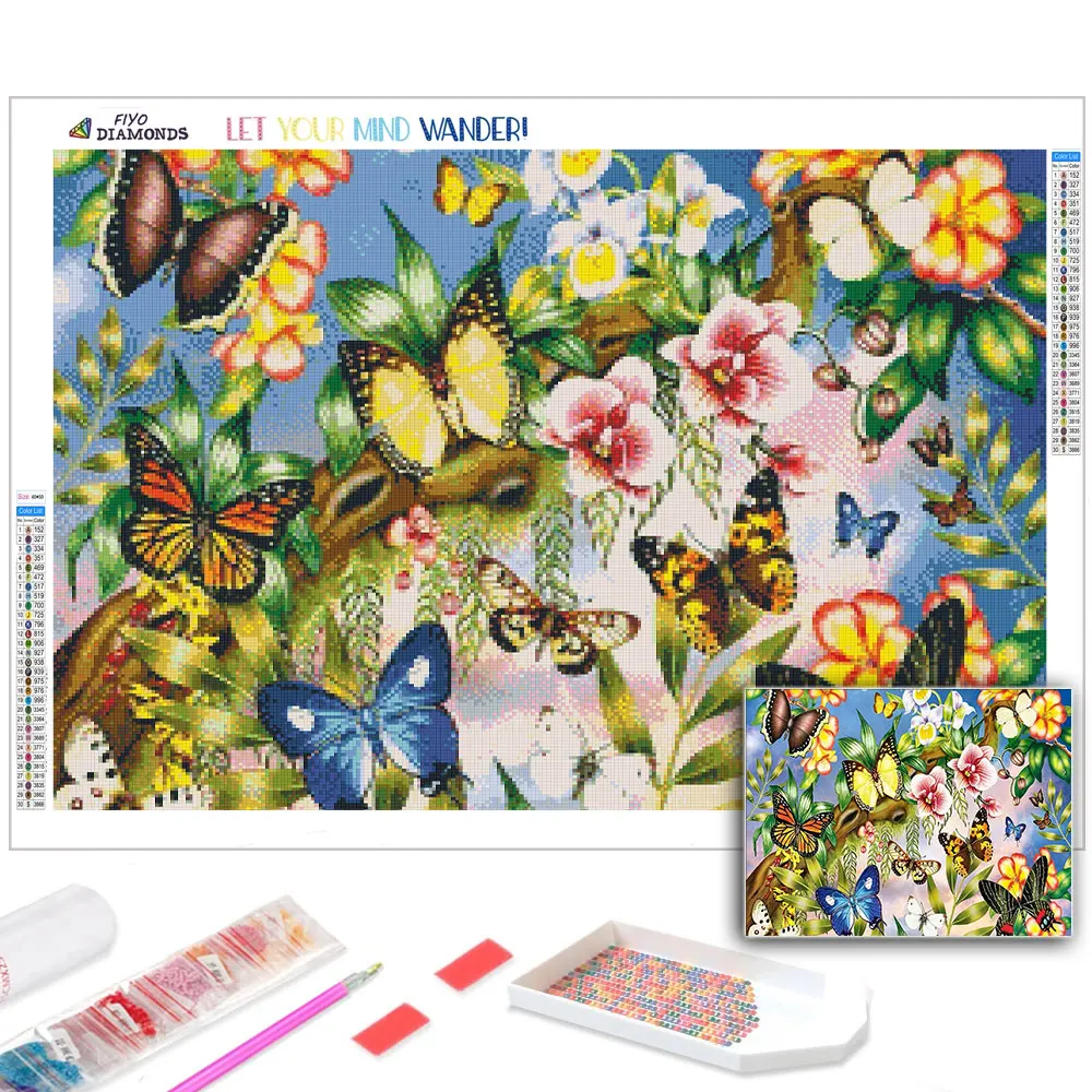 Алмазная живопись 5D &quotсделай сам&quot цветок бабочка полная мозаика вышивка