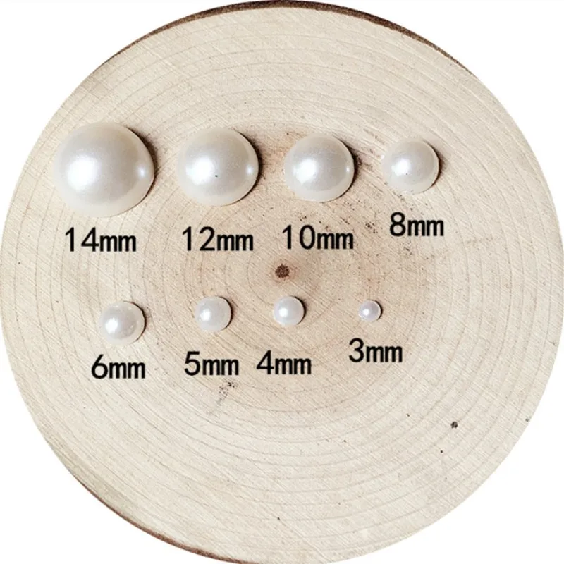 Полукруглые бусины из АБС пластика с имитацией жемчуга на плоской задней стороне